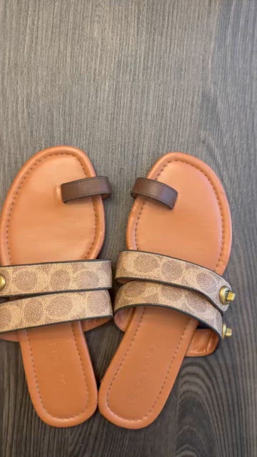 Coach | Shoes | Coach Brown And Tan Slide Sandals | Poshmark display picture 3
