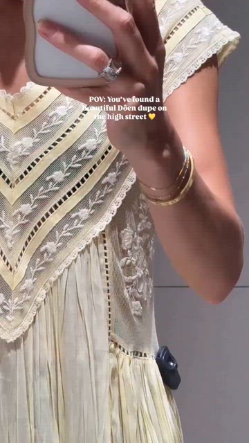Zara ZW collection Embroidered Pleated Dress