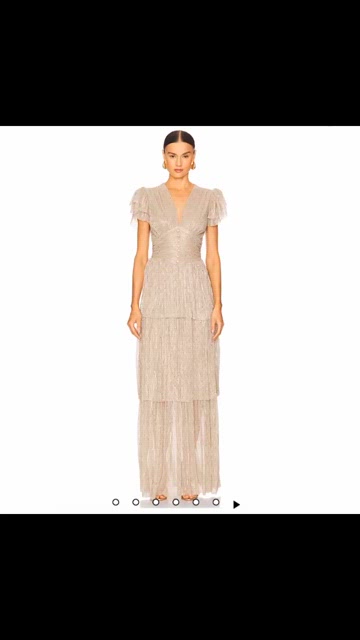 Sabina Musayev Sarah Maxi Dress Gold Metallic Sequin Tiered Long Skirt Sz S  NWT