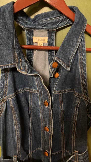 Pilcro Dark Blue Denim Sleeveless Overall Dress