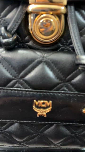 MCM | Bags | Euc Auth Mcm Black And Gold Quilted Backpack  display picture 3