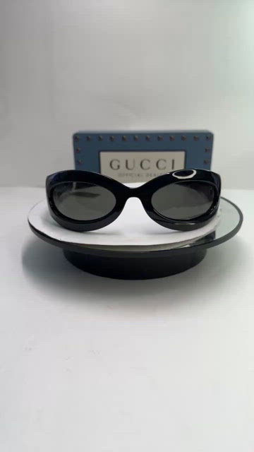 New Authentic GUCCI GG1247s 001 Black/Gold Oval sunglasses , description : Gucci ?- New Authentic GUCCI GG1247s 001 Black/Gold Oval sunglasses main image 2