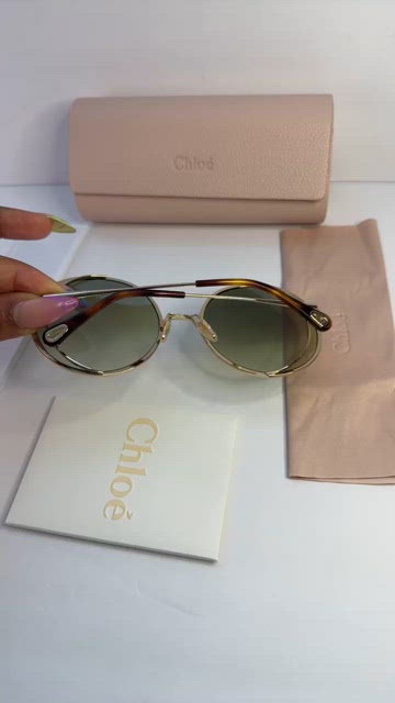 New Authentic Chloé CH 0037S 2343J3 - GOLD/ GREEN GRADIENT Round Sunglasses Chloe CH0326S Sunglasses | Select Eyewear main image 4