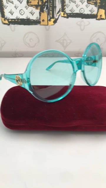 New Authentic Gucci GG0954S 001 Prestige Light Blue Oversized Round Sunglasses\