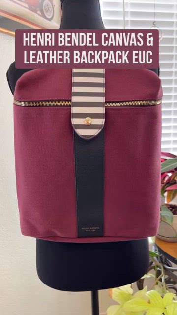 Henri Bendel Burgundy Convertible Backpack EUC Henri Bendel Canvas Backpack Limited Edition Burgundy Maroon  main image 2