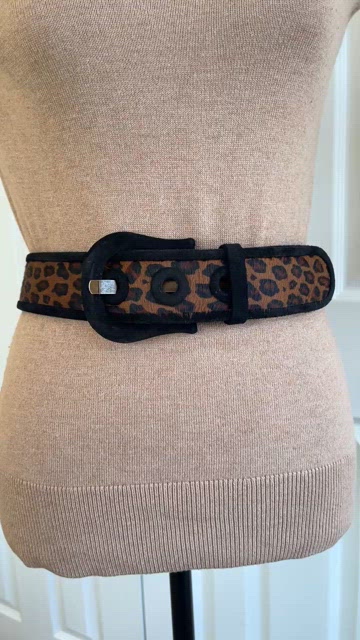 Suzi Roher Wide Waist Oversized Leopard Print Belt Calf Hair Black Suede Size L Size L Women main image 4