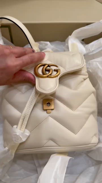 Gucci | Bags | Gucci Ivory Backpack With Gold Accent | Poshmark display picture 3