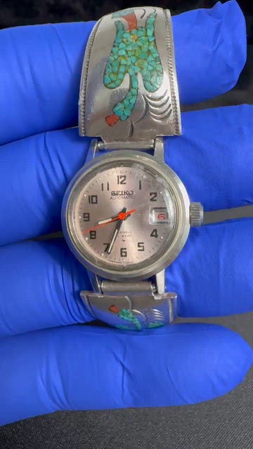 Vintage Seiko Automatic Watch Sterling Silver Navajo Cuff Signed Kenny Guerro Seiko | Accessories | Vintage Seiko Automatic Watch Sterling  main image 2
