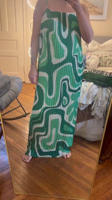 Anthropologie Green and White Striped Dress