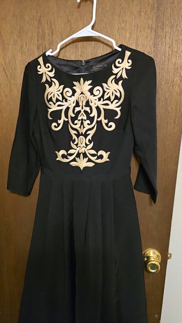 black and gold ted baker dress TED BAKER Iggiey Metallic Midi Dress
