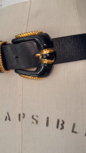 St. John Black Leather Belt Gold Buckle Accent Size 12 High Waisted Fit St. John | Accessories | St John Black Leather Belt Gold  main image 4