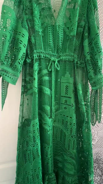 Morada Boa Guipure Lace Maxi-Dress SZ S