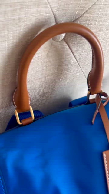 Tory Burch Perry Blue Nylon Backpack Leather Trim Gold Hardware NWOT Tory Burch Perry Blue Nylon Leather Trim Backpack NWOT main image 3