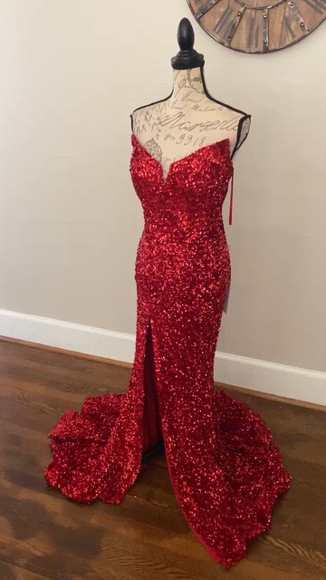 strapless open back dress Lilian Sequin Strapless Lace-Up Mini Dress