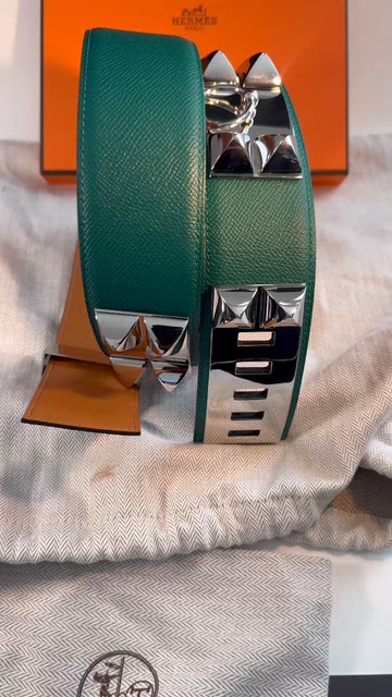 Hermès Collier de Chien Belt 2014 Malachite Epsom Leather Palladium Hermès Collier de Chien Belt 2014 Malachite Epsom Leather  main image 2