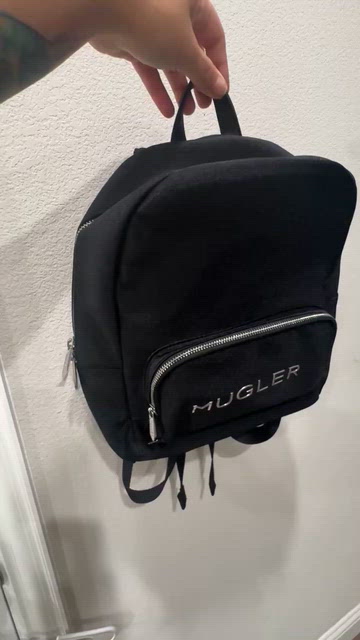 MUGLER Unisex Neoprene-Like Fabric Backpack Black w/Silvertone Accents NWOT m_697ad556b94491ec089e1ea7.jpeg main image 3