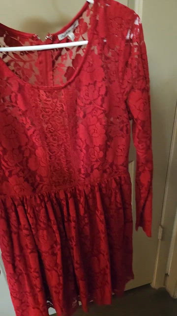 Charlotte Russe Red Lace Long Sleeve Dress