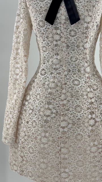 BRONX & BANCO  NWOT Courtney Blanc Lace Bow Mini Dress, Sz XS US 2