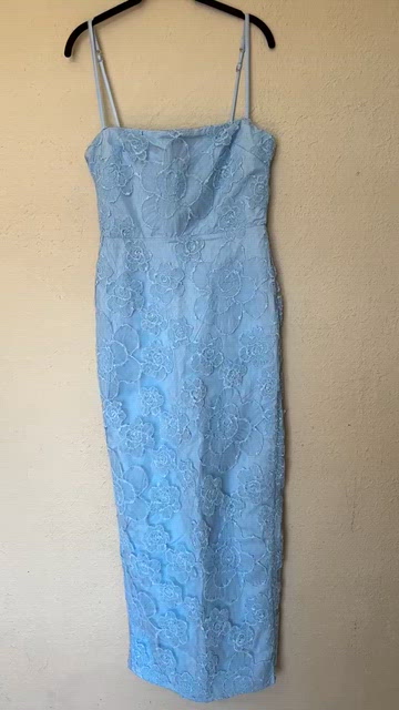 eva tuscan blue embroidered floral maxi dress Everly Cream & Blue Floral Strapless Maxi Dress main image 1