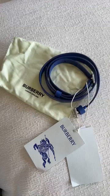 NWT Burberry Leather Double B Buckle Belt Blue Burberry Reversible London Check Leather Belt in Blue for  main image 2