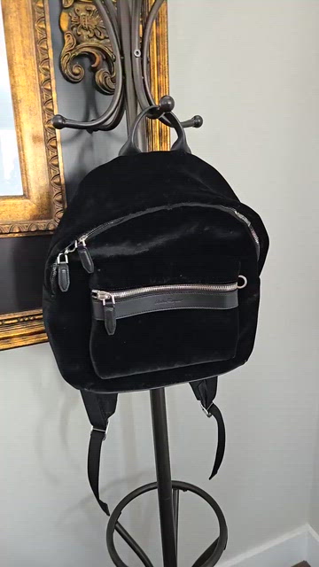 Salvatore Ferragamo Black Velvet Backpack with Front Pocket Salvatore Ferragamo | Bags | Salvatore Ferragamoblack Velvet  main image 3